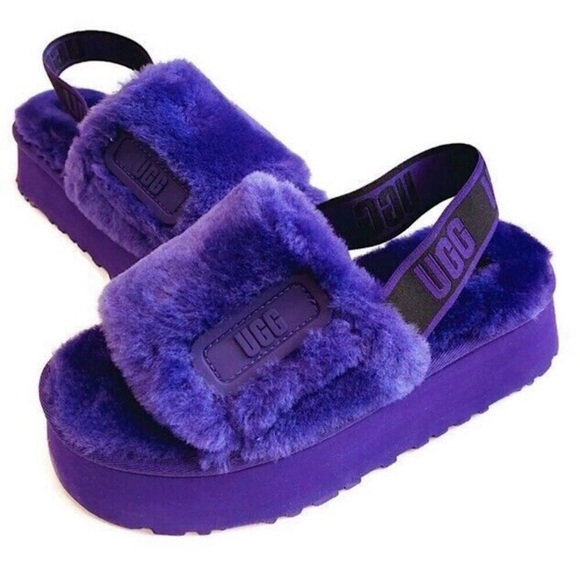 UGG fluffy platforms slide in purple - Picture 1 of 7